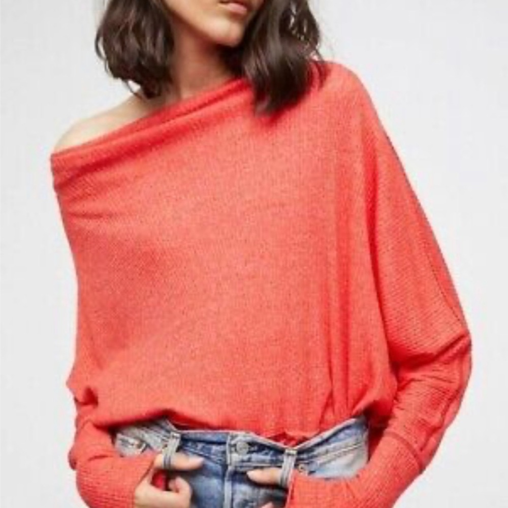 FREE PEOPLE LONDON TOWN RIBBED ASYMMETRICAL TOP ...OVERSIZED FIT